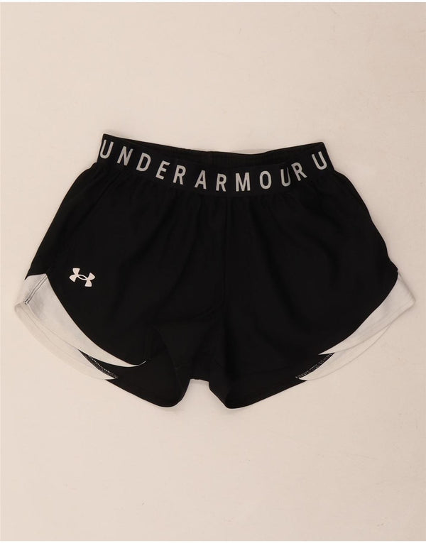 Under Armour Womens Heat Gear Sport Shorts UK 8 Small Black Colourblock