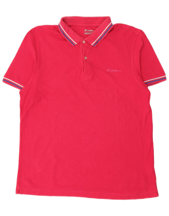 LOTTO Mens Polo Shirt Large Pink Cotton