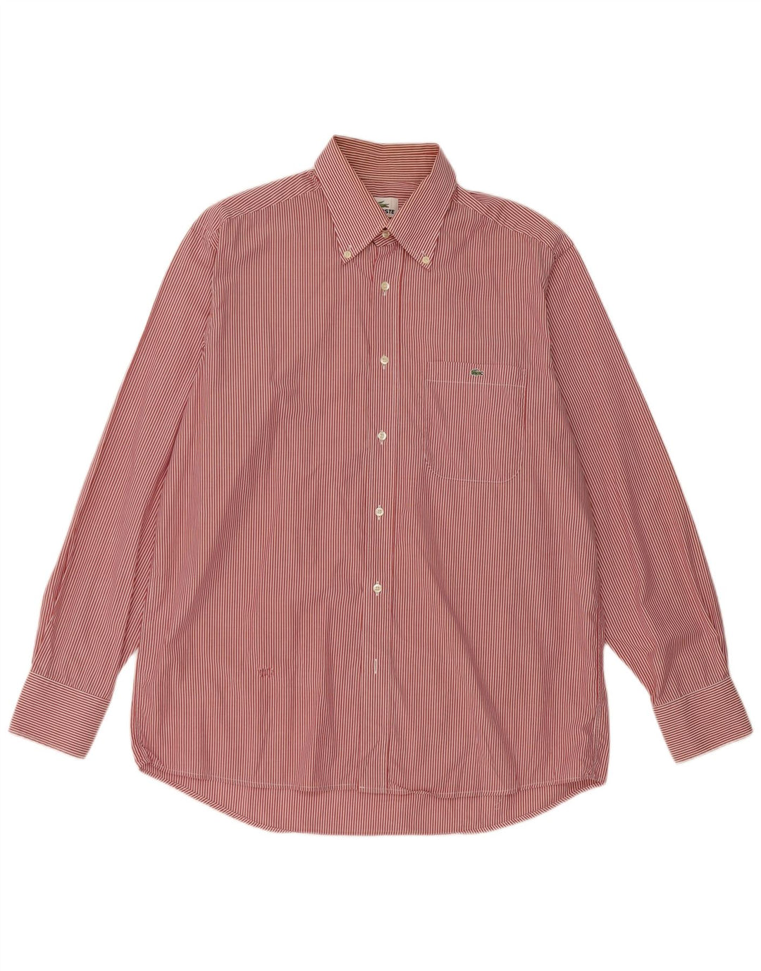 Lacoste Mens Shirt Size 42 Large Red Striped Cotton