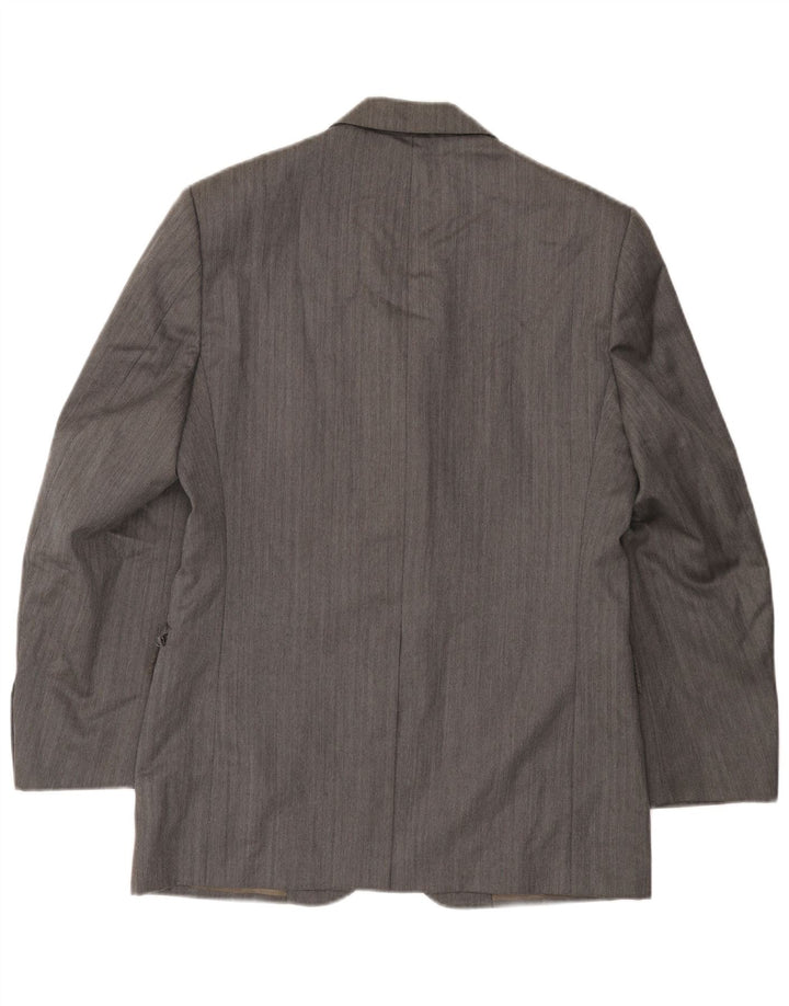 Aquascutum Mens 3 Button Blazer Jacket UK 40 Large Grey Wool