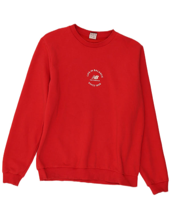 New Balance Mens Graphic Sweatshirt Jumper Medium Red Cotton