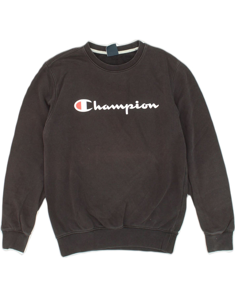 CHAMPION Mens Graphic Sweatshirt Jumper Small Black Cotton | Vintage Champion | Thrift | Second-Hand Champion | Used Clothing | Messina Hembry 