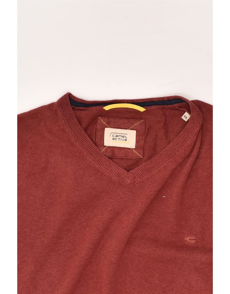 CAMEL ACTIVE Mens V-Neck Jumper Sweater 2XL Burgundy | Vintage Camel Active | Thrift | Second-Hand Camel Active | Used Clothing | Messina Hembry 