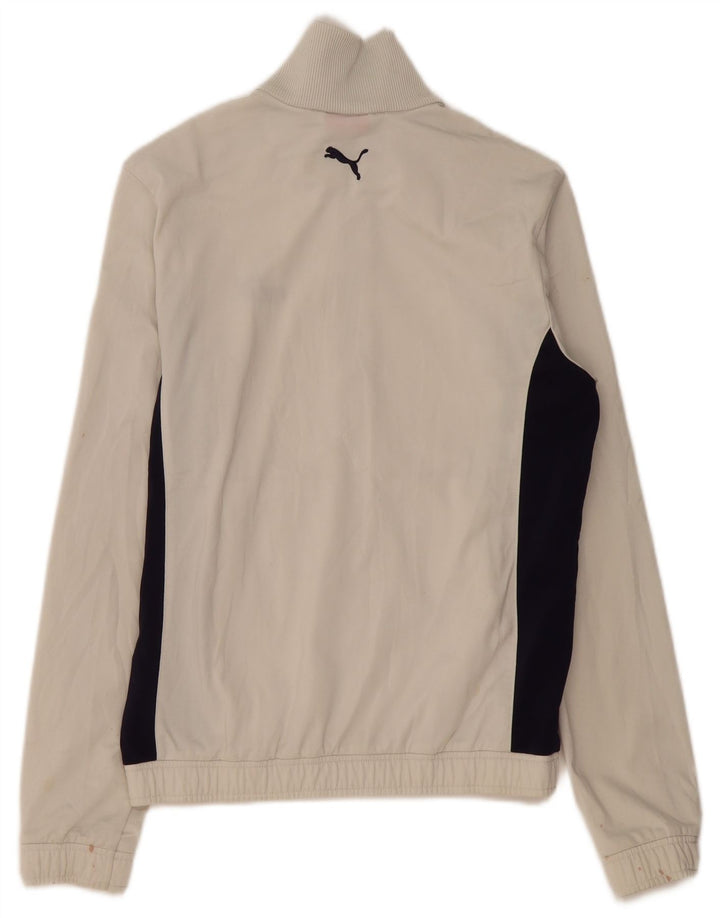 PUMA Mens Tracksuit Top Jacket Small Off White Colourblock Polyester