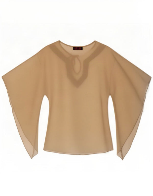 Escandelle Womens Batwing See Through Top UK 12 Medium Beige Polyester