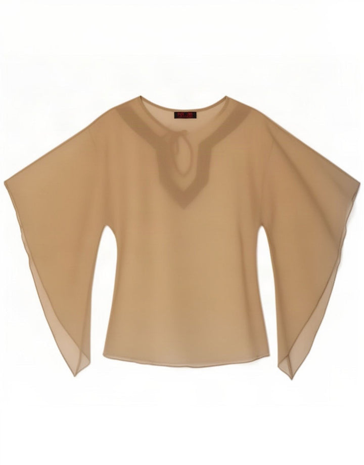 Escandelle Womens Batwing See Through Top UK 12 Medium Beige Polyester
