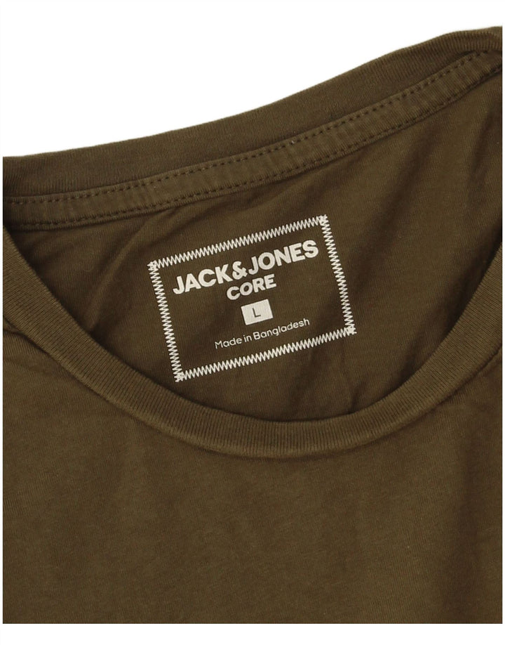 Jack & Jones Mens T-Shirt Top Large Khaki Cotton