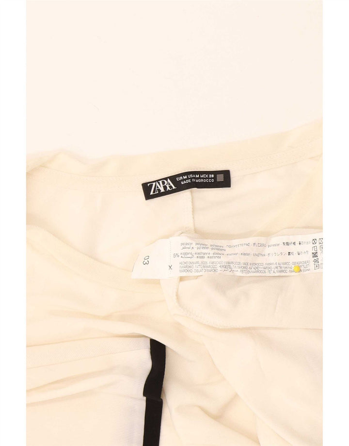 Zara Womens T-Shirt Top UK 14 Medium Off White Polyester