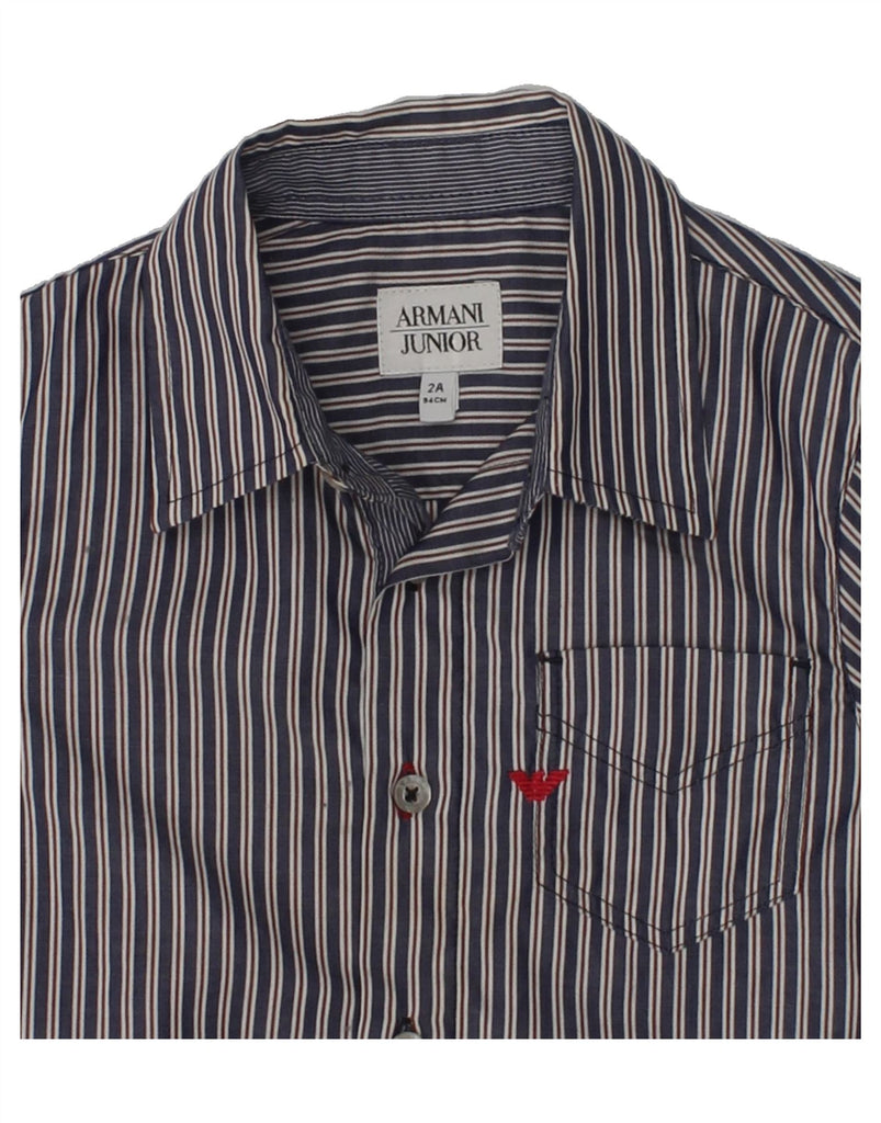 ARMANI JUNIOR Baby Boys Shirt 18-24 Months Blue Pinstripe Cotton | Vintage Armani Junior | Thrift | Second-Hand Armani Junior | Used Clothing | Messina Hembry 