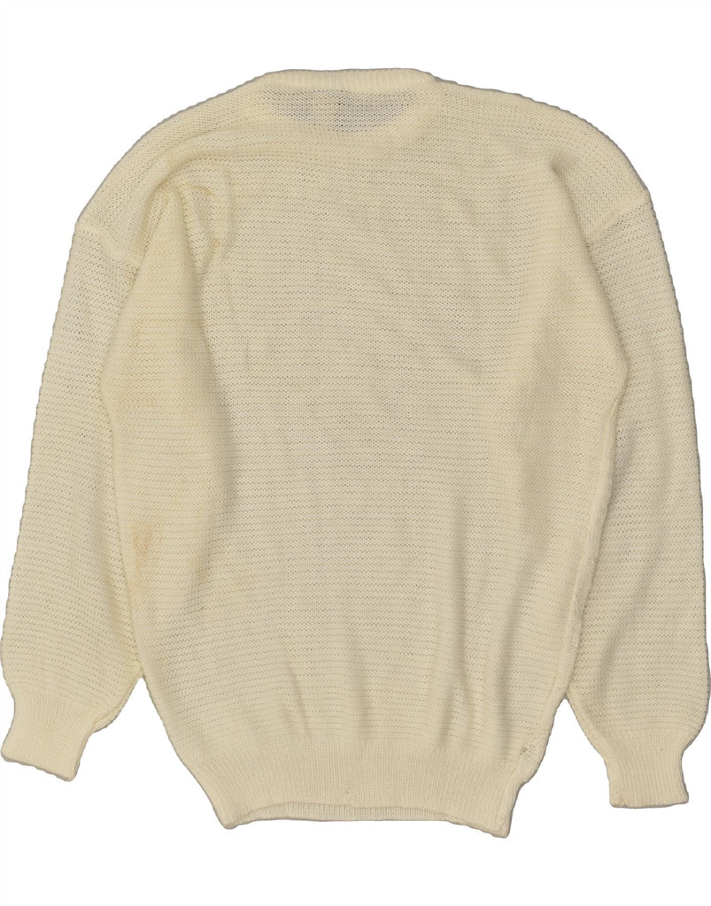 VINTAGE Mens Crew Neck Jumper Sweater Medium Off White | Vintage Vintage | Thrift | Second-Hand Vintage | Used Clothing | Messina Hembry 