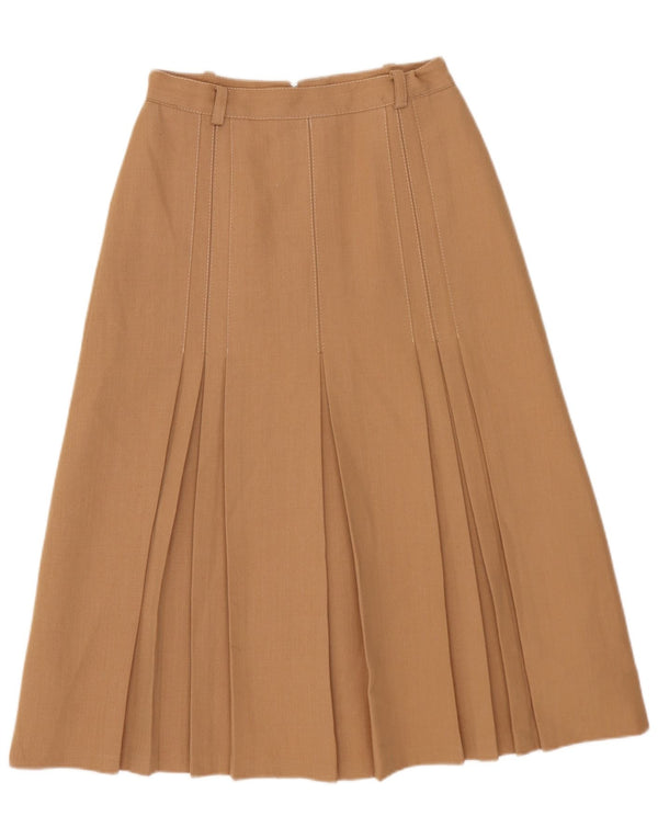 Vintage Womens High Waist Pleated Skirt IT 42 Medium W24 Beige