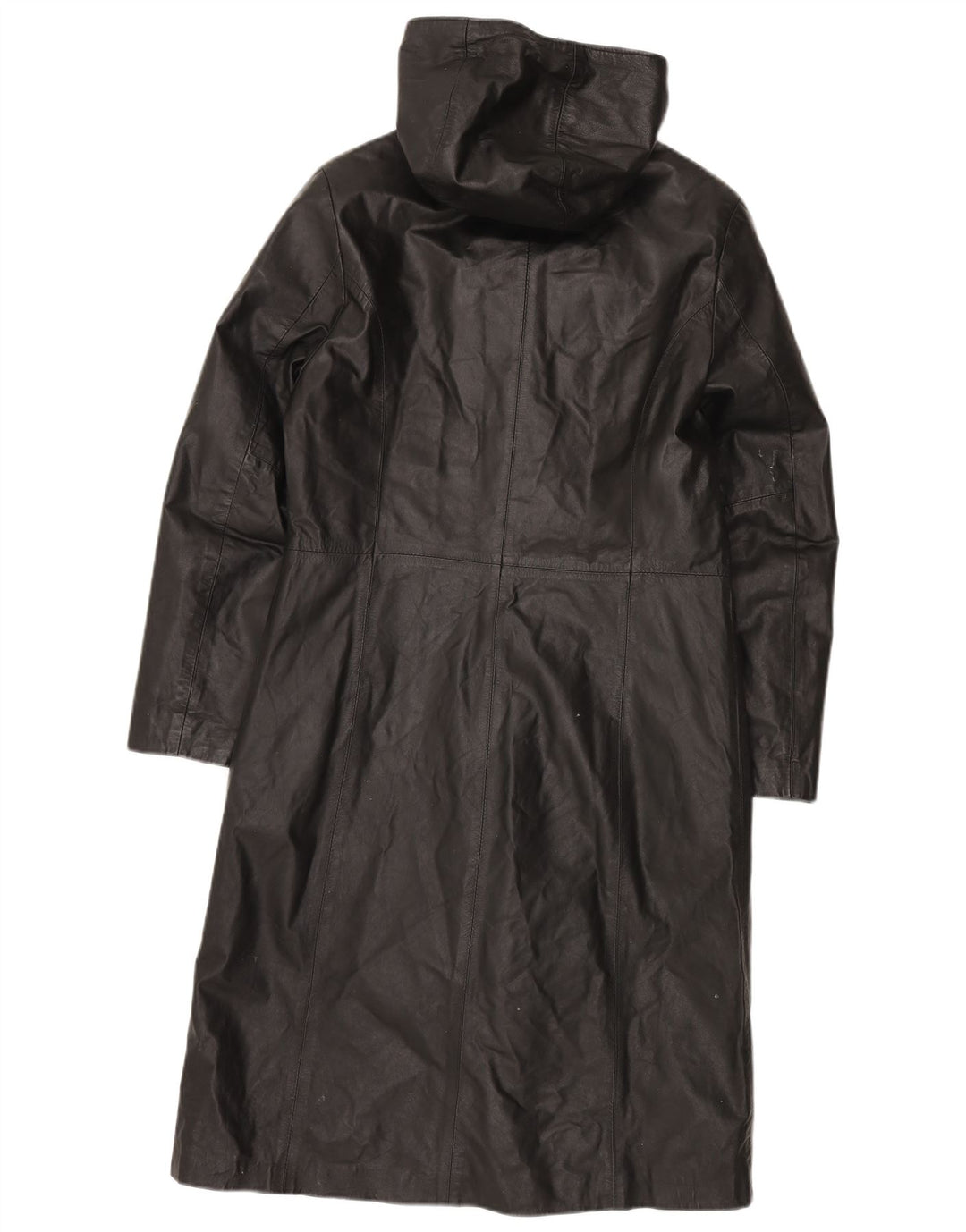 Vintage Womens Hooded Leather Coat IT 44 Medium Black Leather