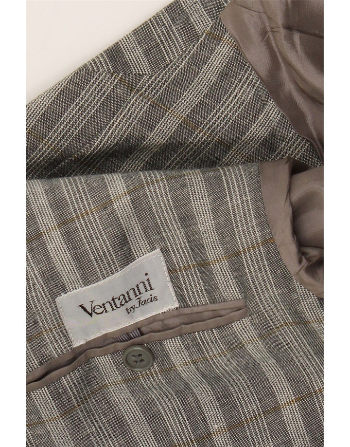 Facis Mens 2 Button Denim Shirt UK 38 Medium Grey Check