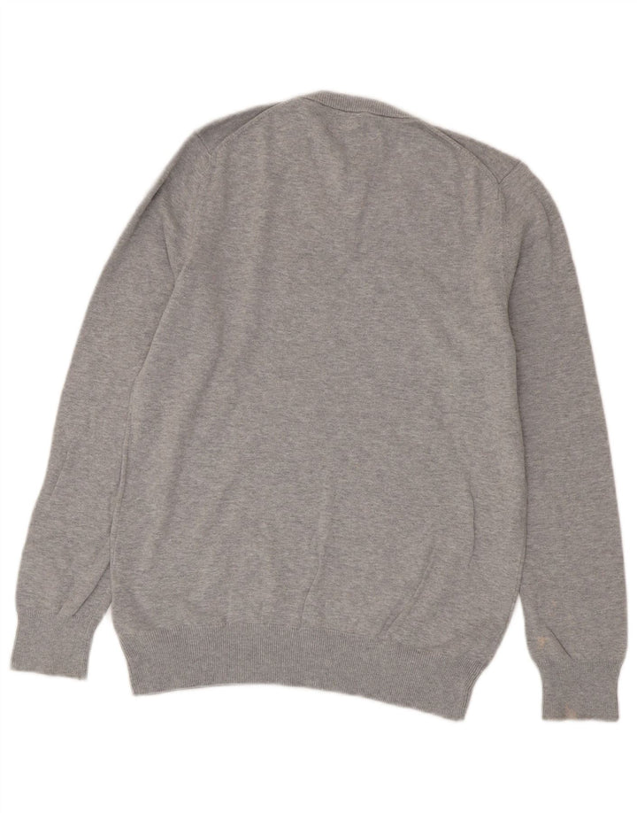 Marks & Spencer Womens V-Neck Jumper Sweater UK 10 Small Grey Cotton