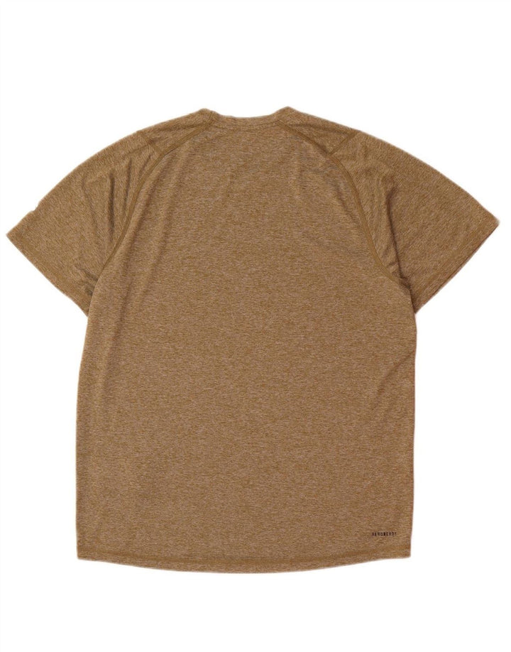 ADIDAS Mens Aeroready T-Shirt Top Medium Brown Flecked Polyester