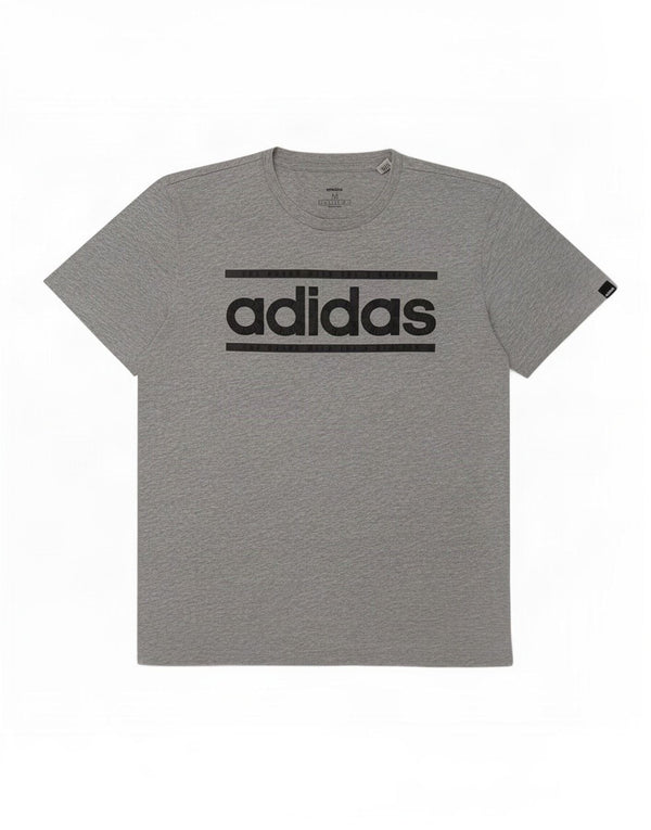 Adidas Mens Graphic T-Shirt Top Medium Grey Flecked Cotton