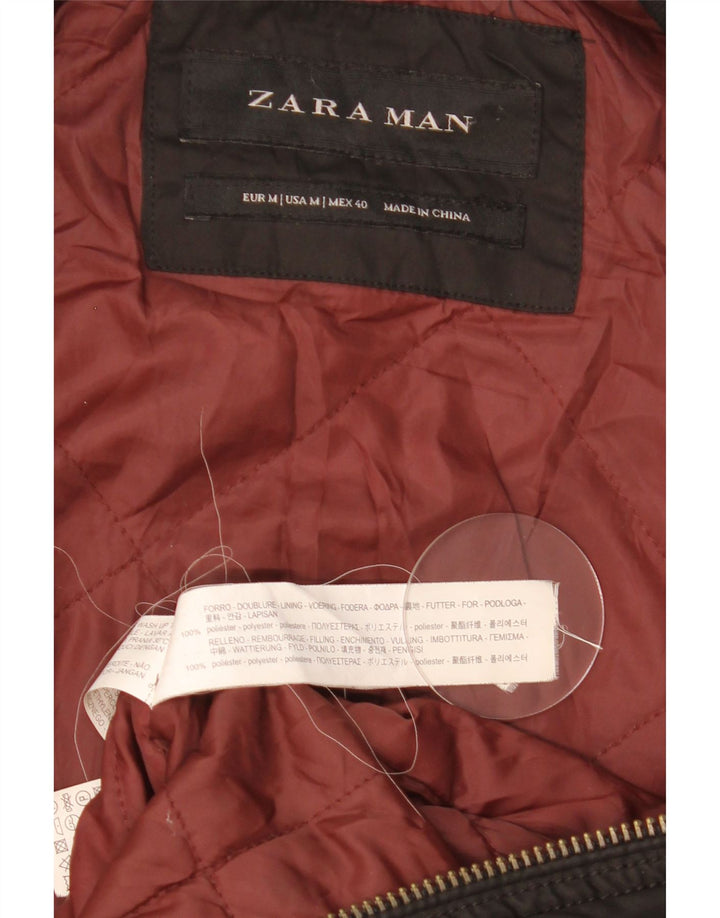 Zara Mens Bomber Jacket UK 38 Medium Black Colourblock Polyester