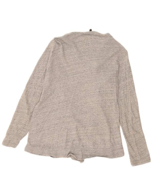 Massimo Dutti Womens Open Cardigan Sweater UK 10 Small Grey Flecked Cotton