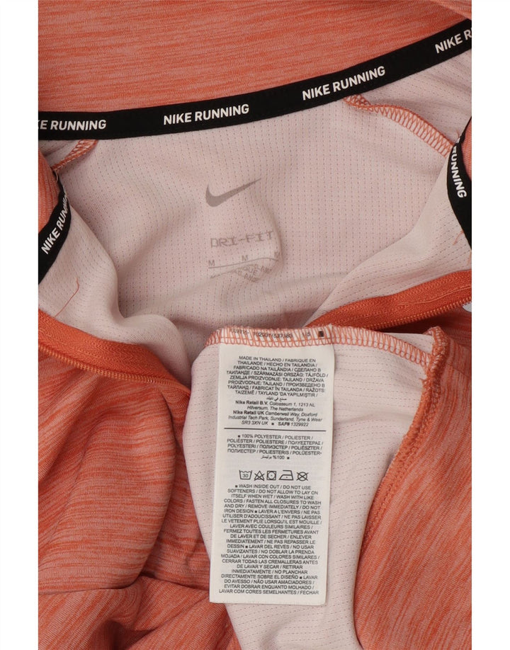 Nike Womens Dri Fit Zip Neck Sweatshirt Jumper UK 14 Medium Orange Flecked