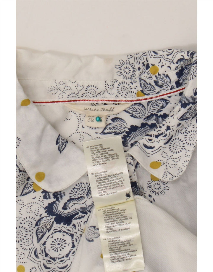 White Stuff Womens Pullover Shirt UK 12 Medium White Floral Viscose