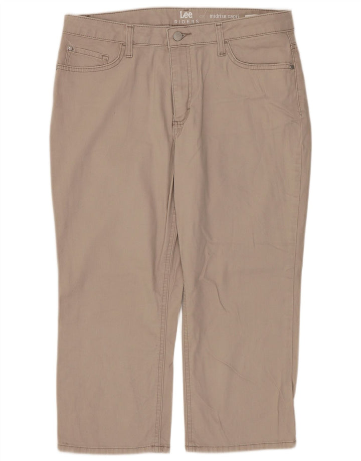 LEE Womens Riders Mid Rise Capri Trousers US 12 Large W32 L20 Beige