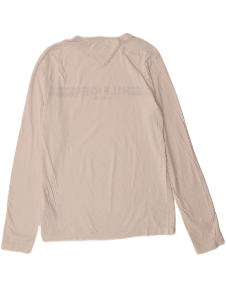 TOMMY HILFIGER Mens Graphic Top Long Sleeve Medium Off White Striped
