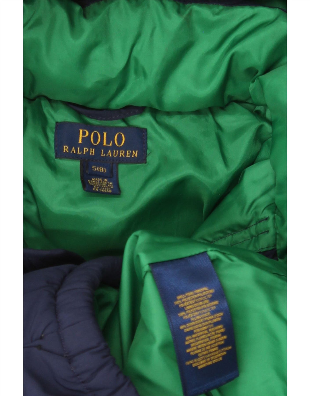 POLO RALPH LAUREN Boys Hooded Padded Jacket 7-8 Years Small Navy Blue