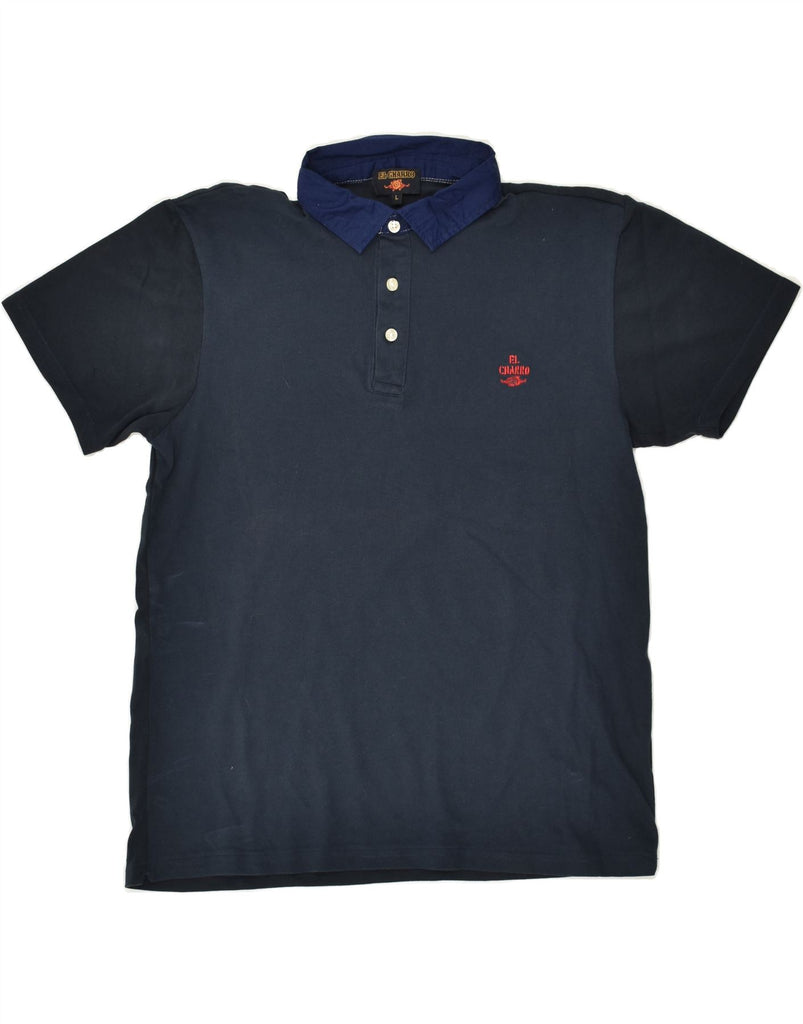 EL CHARRO Mens Slim Fit Polo Shirt Large Navy Blue Cotton | Vintage El Charro | Thrift | Second-Hand El Charro | Used Clothing | Messina Hembry 