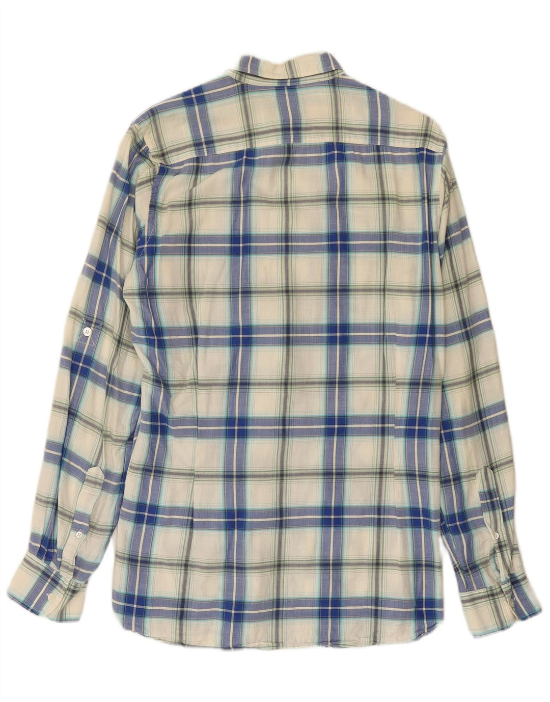 Ted Baker Mens Flannel Shirt Size 2 Small Blue Plaid Cotton