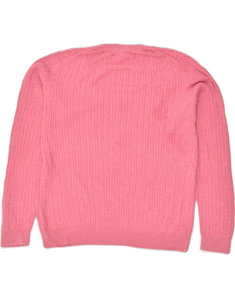 TOMMY HILFIGER Womens V-Neck Jumper Sweater UK 20 2XL Pink Cotton | Vintage Tommy Hilfiger | Thrift | Second-Hand Tommy Hilfiger | Used Clothing | Messina Hembry 