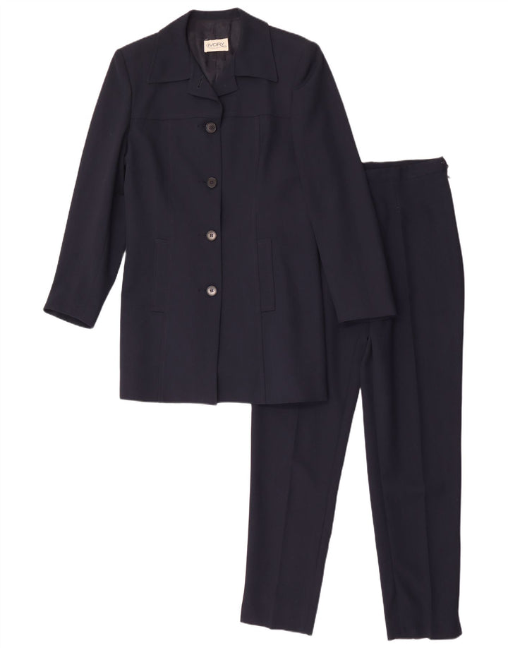 Vintage Womens 4 Button 2 Piece Suit IT 44 Medium W26 L28 Navy Blue