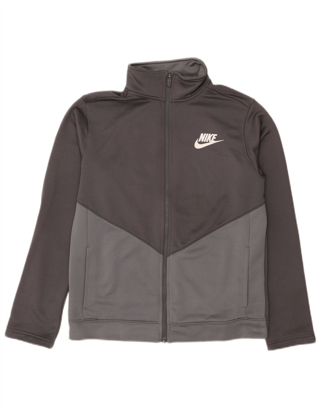 Nike Boys Standard Tracksuit Top Jacket 13-14 Years XL Grey Colourblock