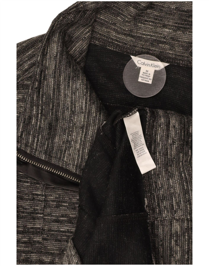 CALVIN KLEIN Womens Cardigan Sweater UK 14 Medium Grey Flecked Acrylic