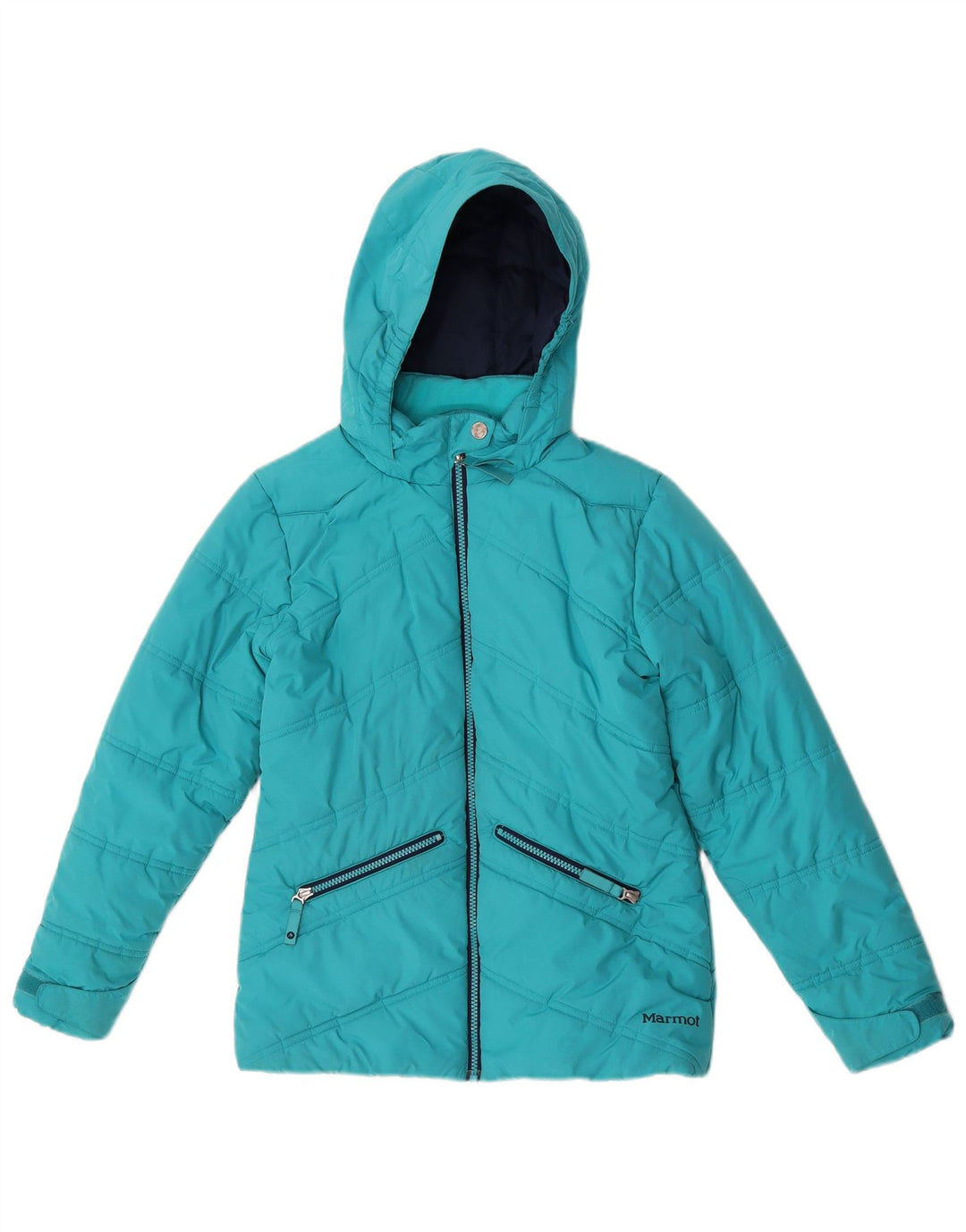 Marmot Girls Hooded Padded Jacket 11-12 Years Large Green Polyester