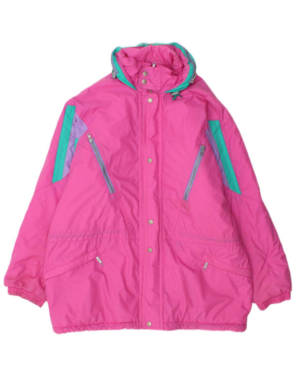 Vintage Boys Hooded Windbreaker Coat 15-16 Years Pink Colourblock Polyamide