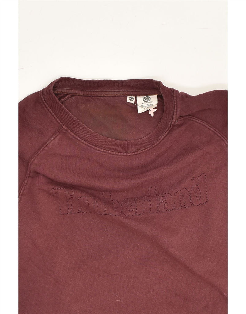 TIMBERLAND Womens Graphic Sweatshirt Jumper UK 14 Large Burgundy Cotton | Vintage Timberland | Thrift | Second-Hand Timberland | Used Clothing | Messina Hembry 