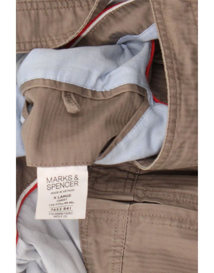 Marks & Spencer Mens Bomber Jacket UK 42 XL Beige Pinstripe Cotton