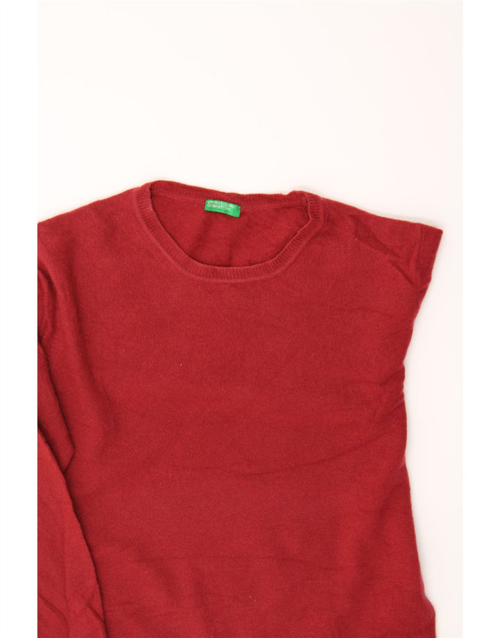BENETTON Womens Crew Neck Jumper Sweater UK 14 Medium Red Vintage Benetton and Second-Hand Benetton from Messina Hembry 