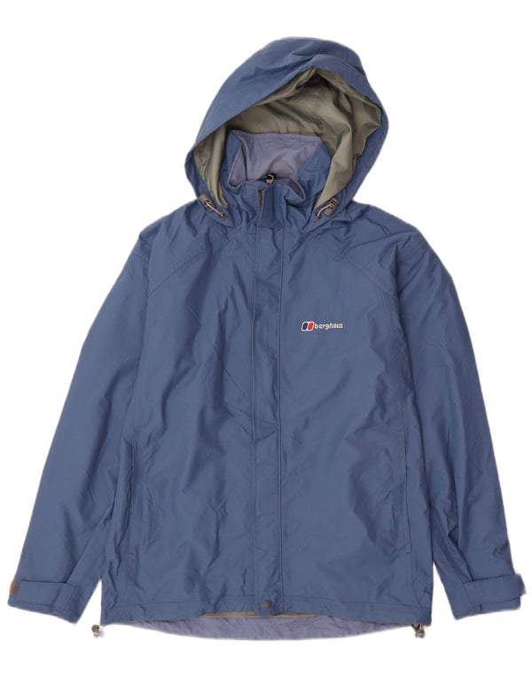 BERGHAUS Womens Hooded Rain Jacket UK 8 Small  Blue Nylon