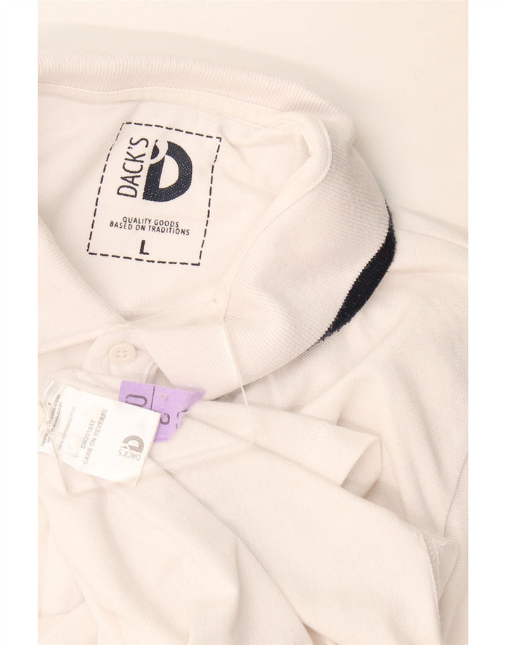 Dack's Mens Polo Shirt Large White Cotton