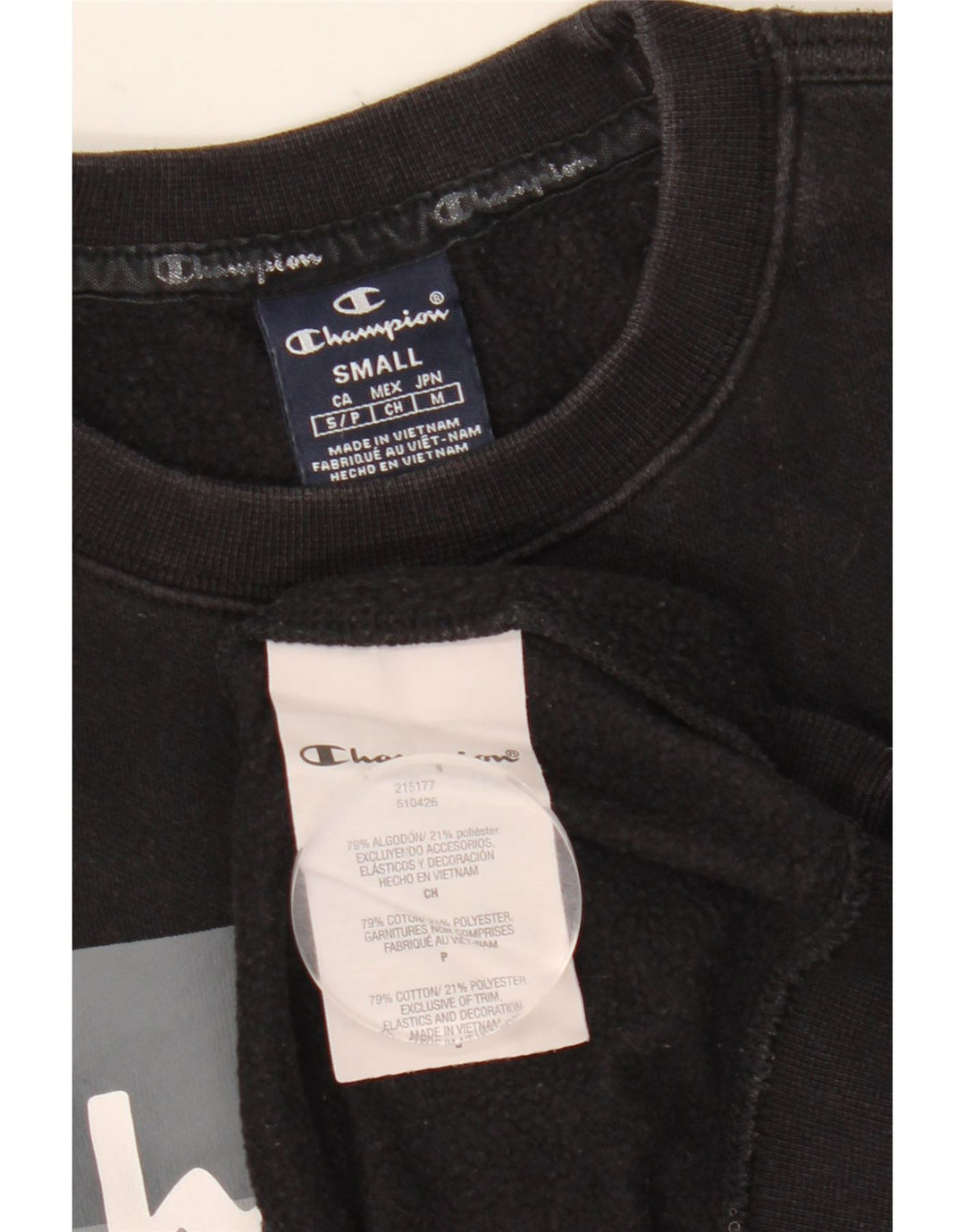 Champion Mens Graphic Sweatshirt Jumper Small Black Colourblock Cotton
