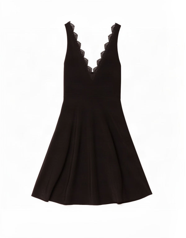 Zara Womens Sleeveless A-Line Dress UK 12 Medium Black Viscose
