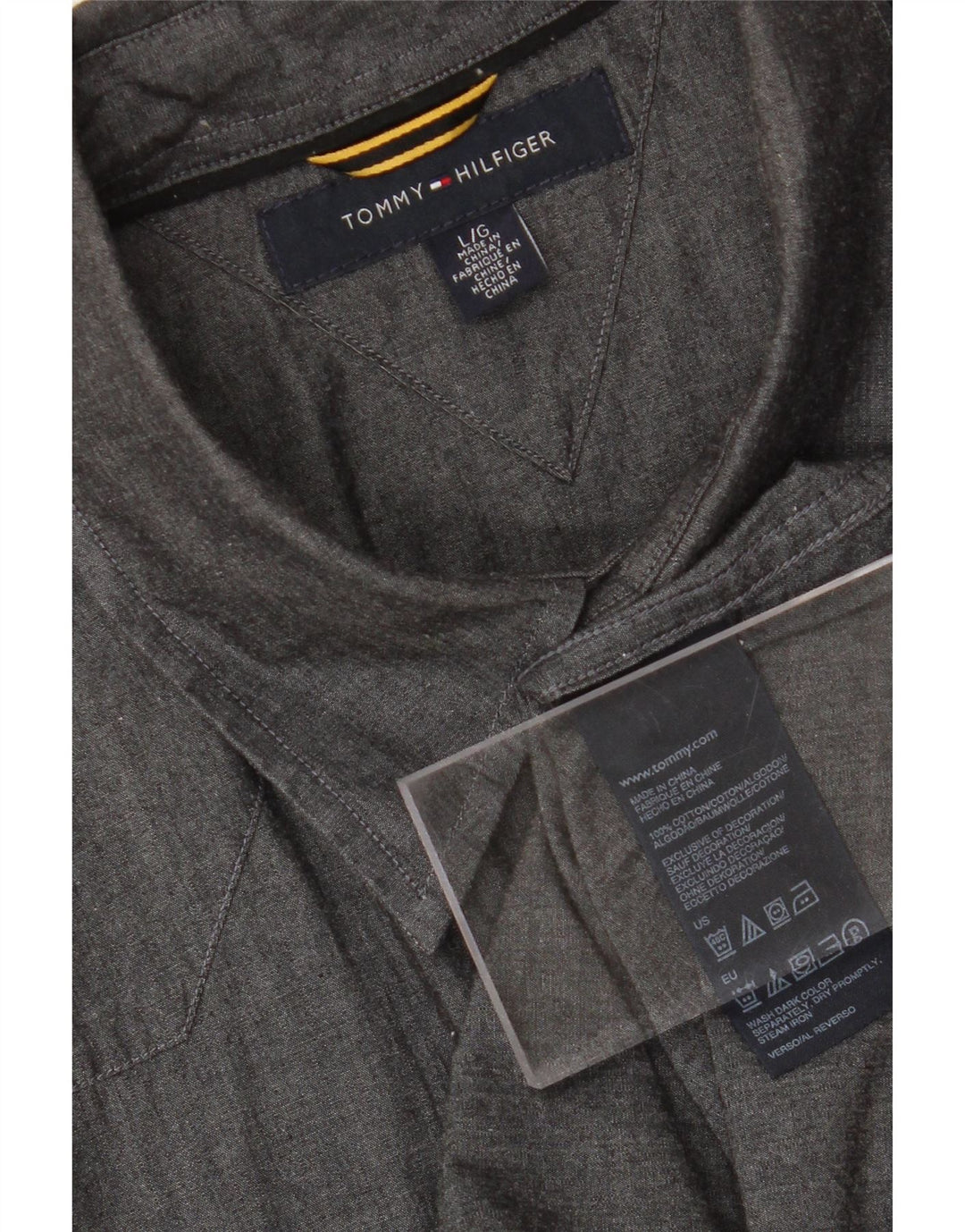 TOMMY HILFIGER Mens Shirt Large Grey Cotton Vintage Tommy Hilfiger and Second-Hand Tommy Hilfiger from Messina Hembry 
