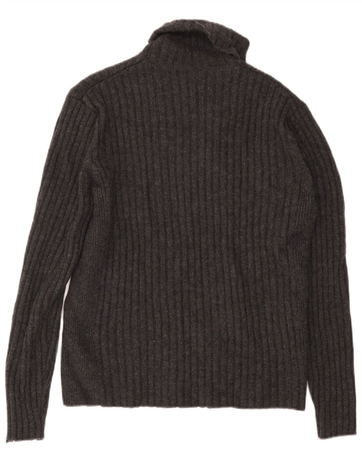 Banana Republic Mens Roll Neck Jumper Sweater Large Grey Wool