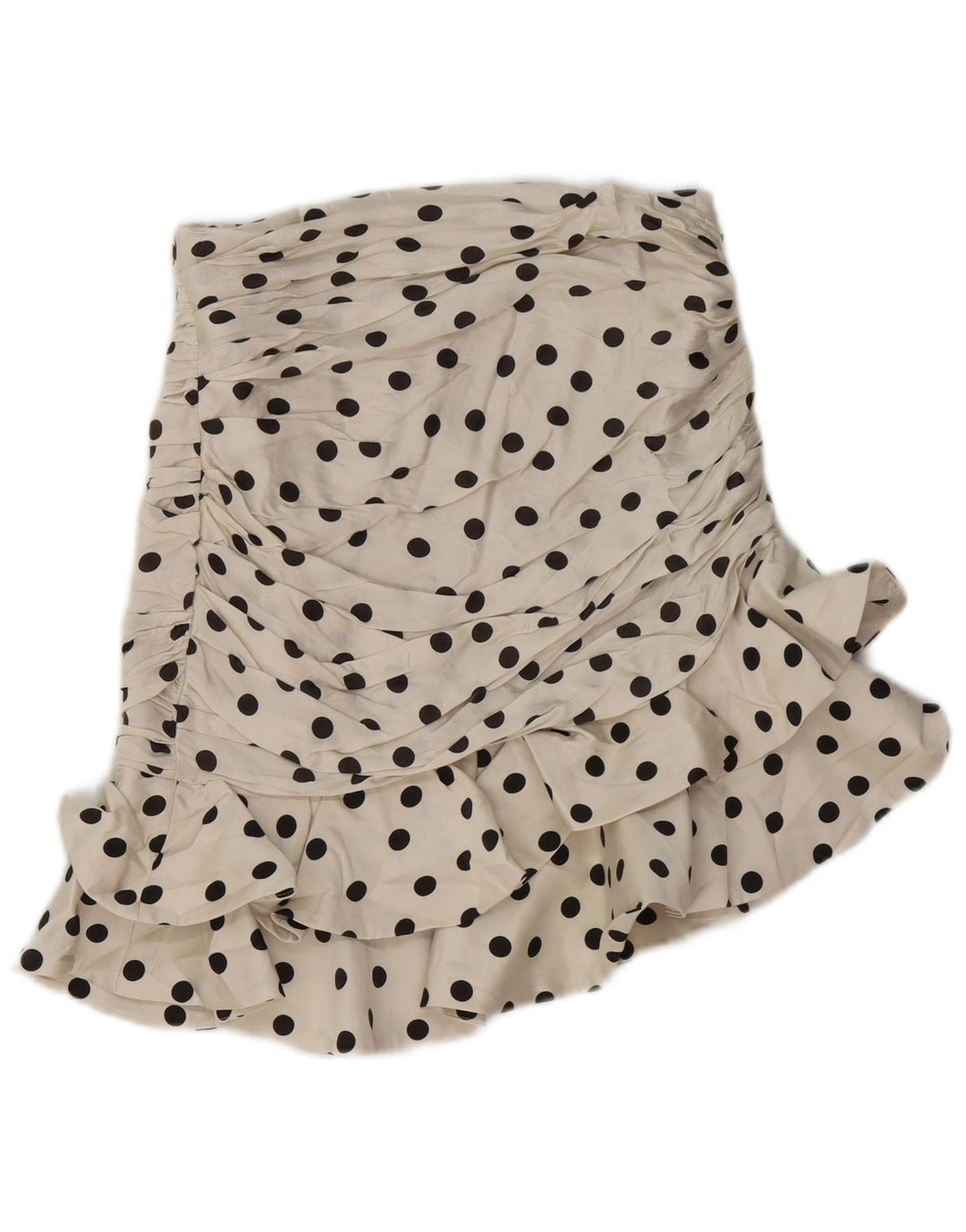 Zara Womens Ruffle Skirt Small W26 Off White Polka Dot