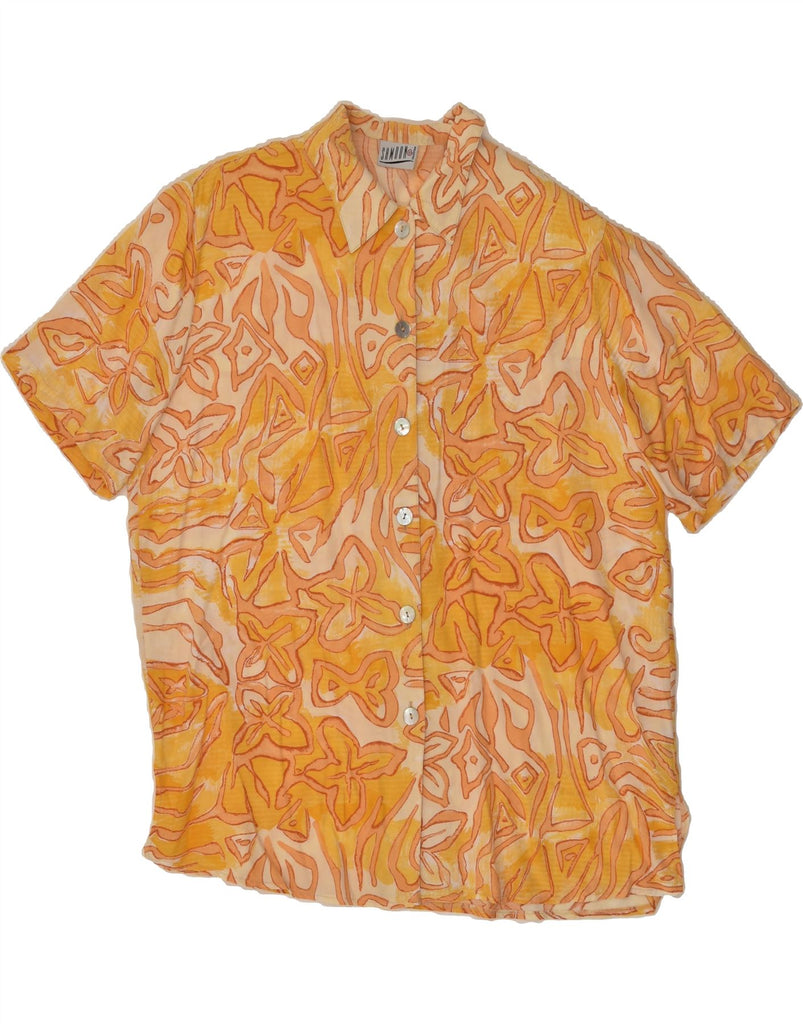 SAMOON Womens Abstract Pattern Short Sleeve Shirt UK 16 Large  Yellow | Vintage SAMOON | Thrift | Second-Hand SAMOON | Used Clothing | Messina Hembry 