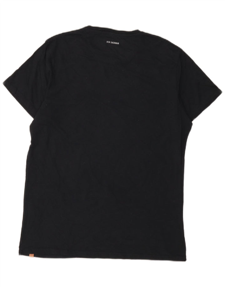 Ben Sherman Mens Graphic T-Shirt Top Large Black Cotton