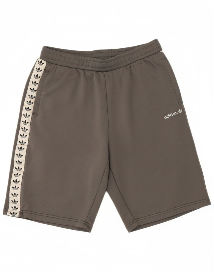 ADIDAS Boys Graphic Sport Shorts 15-16 Years Grey Colourblock Polyester
