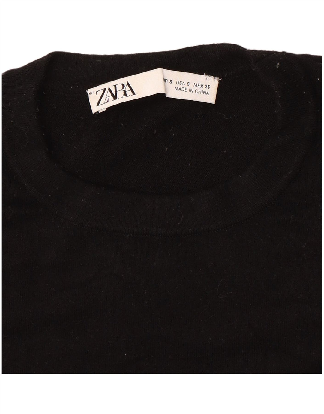 Zara Womens Crew Neck Jumper Sweater UK 10 Small Black
