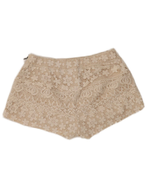 Zara Womens Hot Pants UK 14 Medium W30 Beige Floral Cotton